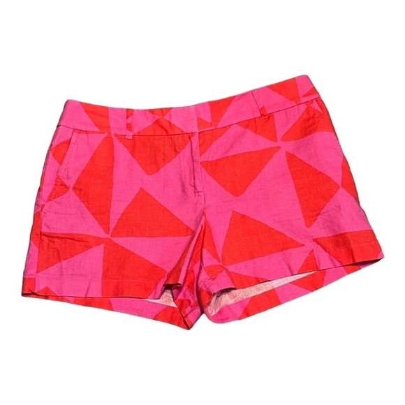 Ann Taylor Loft The Riviera Short Pink Red Linen Cotton Blend Flat Front Chino - Picture 3 of 9